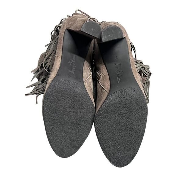 Women’s SAM EDELMAN Kaleb Taupe HEELED FRINGE Bootie Size 8 - Picture 8 of 9